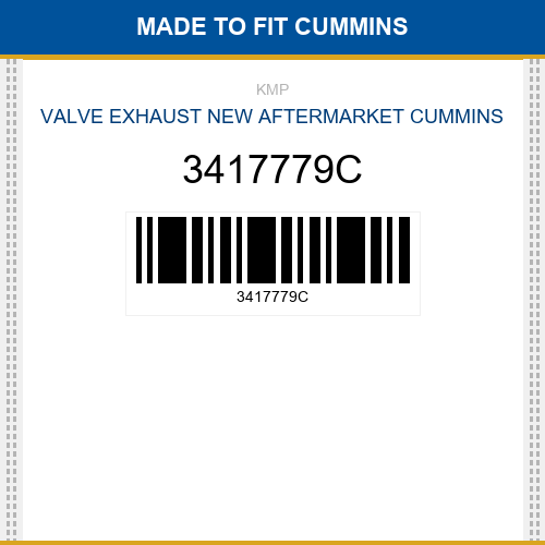 3417779C Valve exhaust Made to fit for CUMMINS