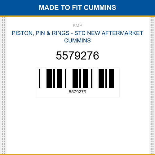5579276 Piston, pin & rings - std Made to fit for CUMMINS