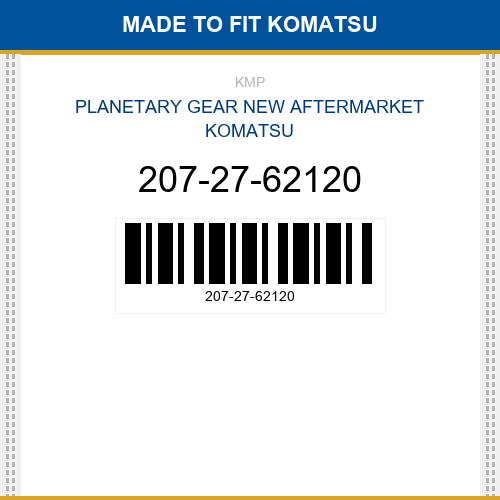 207-27-62120 Planetary gear Made to fit for KOMATSU