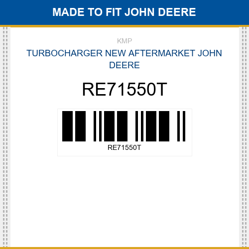 RE71550T Turbocharger Made to fit for JOHN DEERE