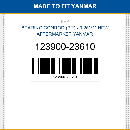 123900-23610 Bearing conrod (pr) - 0.25mm Made to fit for YANMAR
