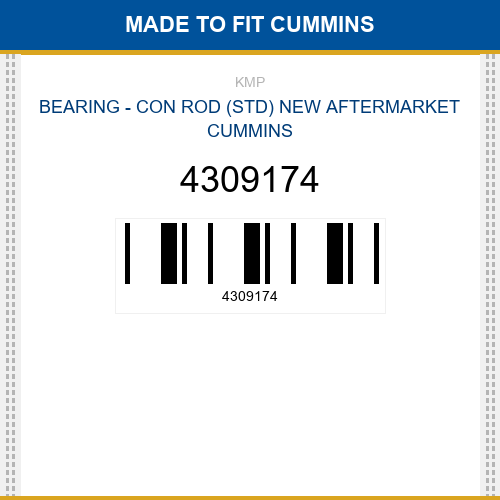 4309174 Bearing - con rod (std) Made to fit for CUMMINS