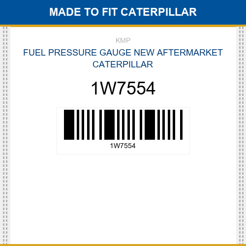 1W7554 Fuel pressure gauge Made to fit for CATERPILLAR