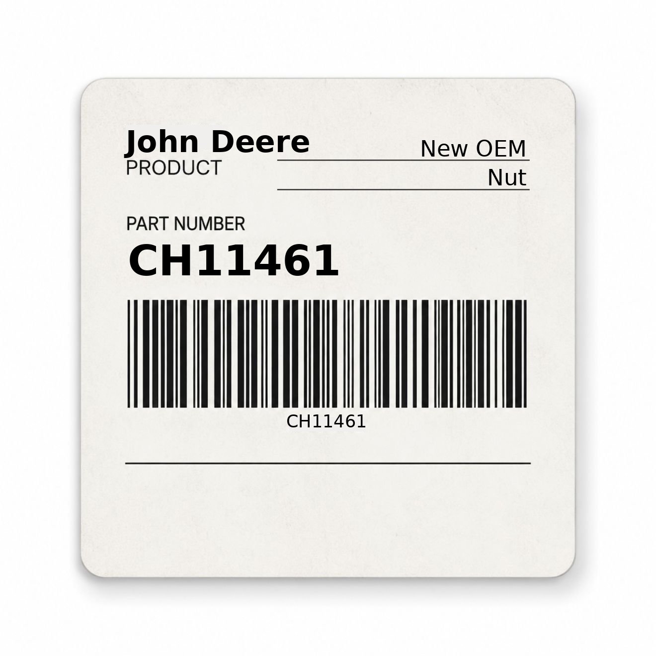 CH11461 Nut New Aftermarket Made to fit for John Deere