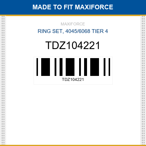 TDZ104221 Ring set, 4045/6068 tier 4 New Aftermarket