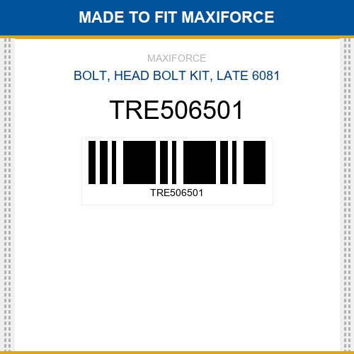 TRE506501 Bolt, head bolt kit, late 6081 New Aftermarket