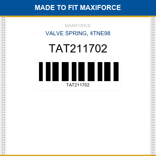 TAT211702 Valve spring, 4tne98 New Aftermarket