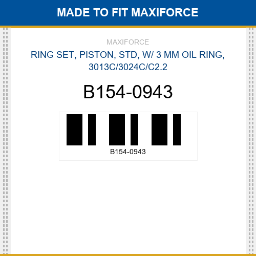 B154-0943 Ring set, piston, std, w/ 3 mm oil ring, 3013c/3024c/c2.2 New Aftermarket