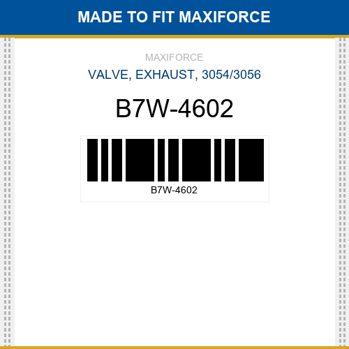 B7W-4602 Valve, exhaust, 3054/3056 New Aftermarket