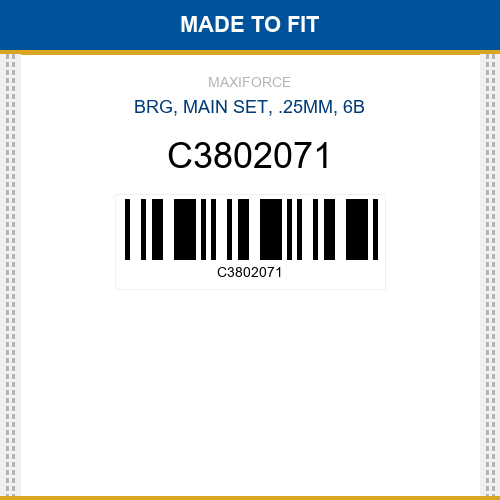 C3802071 Brg, main set, .25mm, 6b New Aftermarket