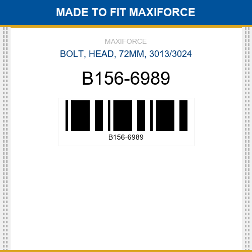 B156-6989 Bolt, head, 72mm, 3013/3024 New Aftermarket