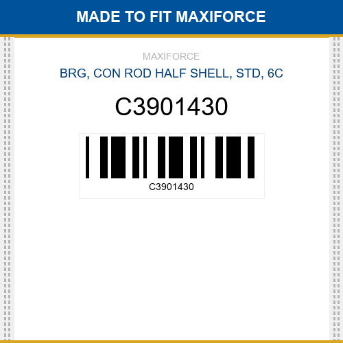 C3901430 Brg, con rod half shell, std, 6c New Aftermarket