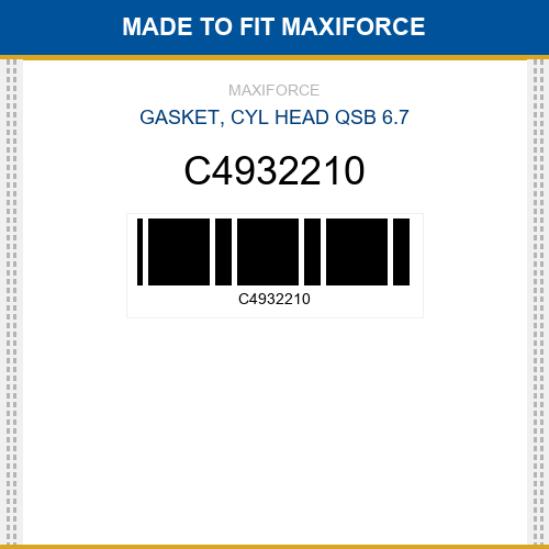 C4932210 Gasket, cyl head qsb 6.7 New Aftermarket