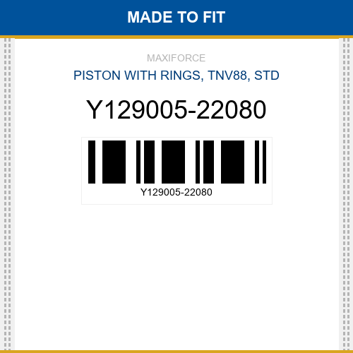 Y129005-22080 Piston with rings, tnv88, std New Aftermarket