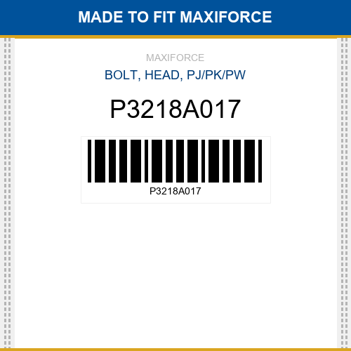 P3218A017 Bolt, head, pj/pk/pw New Aftermarket