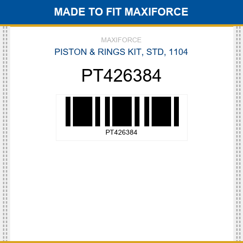 PT426384 Piston & rings kit, std, 1104 New Aftermarket