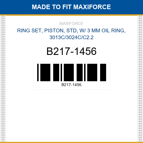 B217-1456 Ring set, piston, std, w/ 3 mm oil ring, 3013c/3024c/c2.2 New Aftermarket