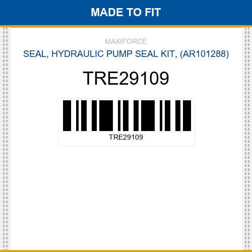 TRE29109 Seal, hydraulic pump seal kit, (ar101288) New Aftermarket