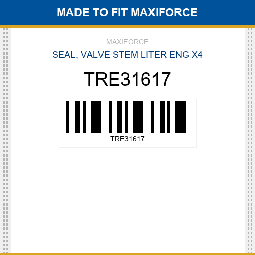 TRE31617 Seal, valve stem liter eng x4 New Aftermarket