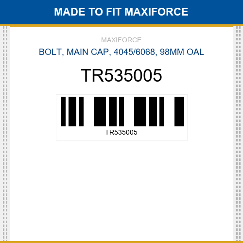 TR535005 Bolt, main cap, 4045/6068, 98mm oal New Aftermarket