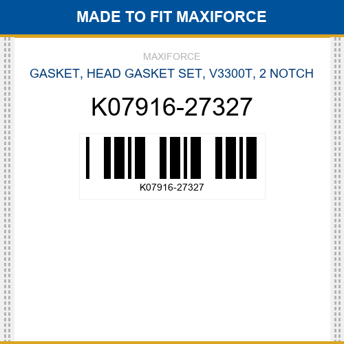 K07916-27327 Gasket, head gasket set, v3300t, 2 notch New Aftermarket