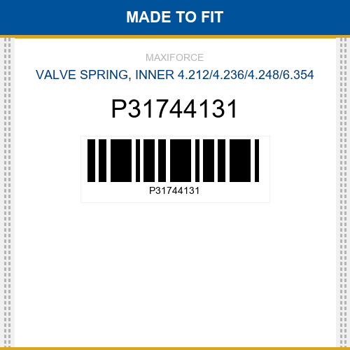 P31744131 Valve spring, inner 4.212/4.236/4.248/6.354 New Aftermarket