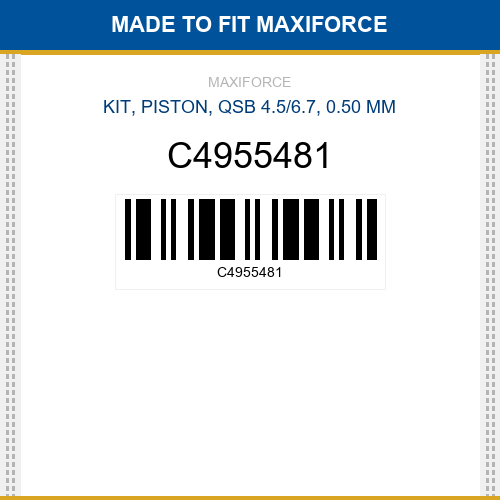 C4955481 Kit, piston, qsb 4.5/6.7, 0.50 mm New Aftermarket