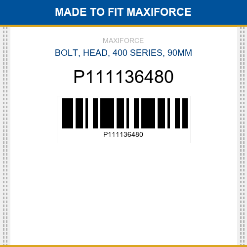P111136480 Bolt, head, 400 series, 90mm New Aftermarket