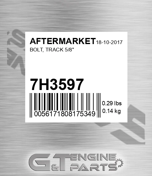 7H3597 AFTERMARKET Bolt, Track 5/8"