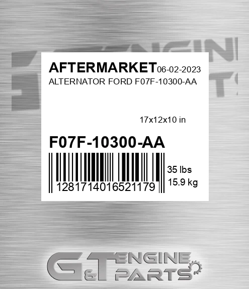 F07F-10300-AA Alternator Ford F07f-10300-aa for AFTERMARKET