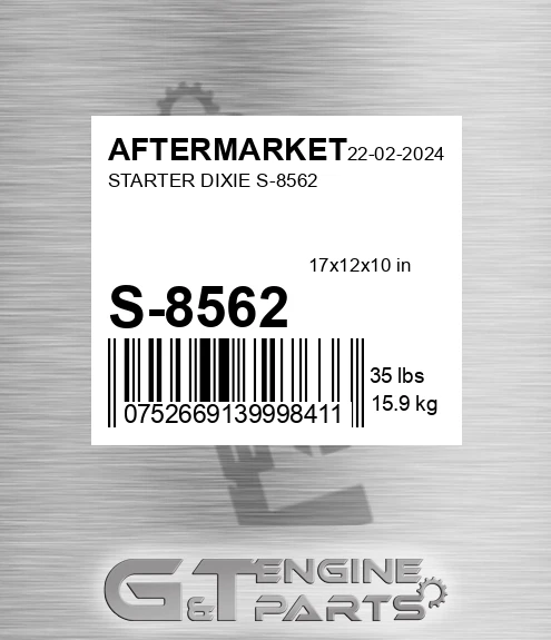 S-8562 Starter Dixie S-8562 for AFTERMARKET