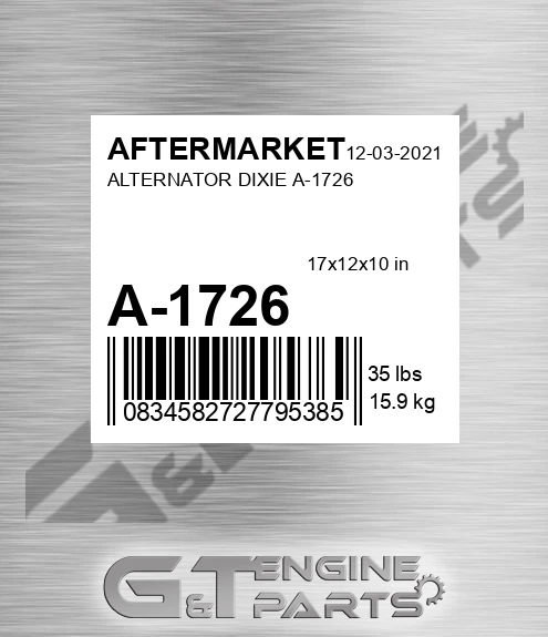 A-1726 Alternator Dixie A-1726 for AFTERMARKET
