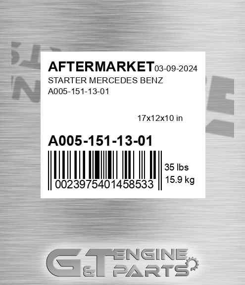 A005-151-13-01 Starter Mercedes Benz A005-151-13-01 for AFTERMARKET