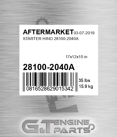 28100-2040A Starter Hino 28100-2040a for AFTERMARKET