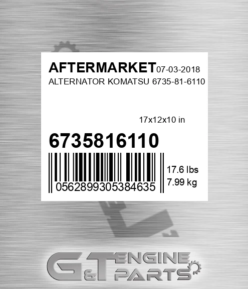 6735816110 Alternator Komatsu