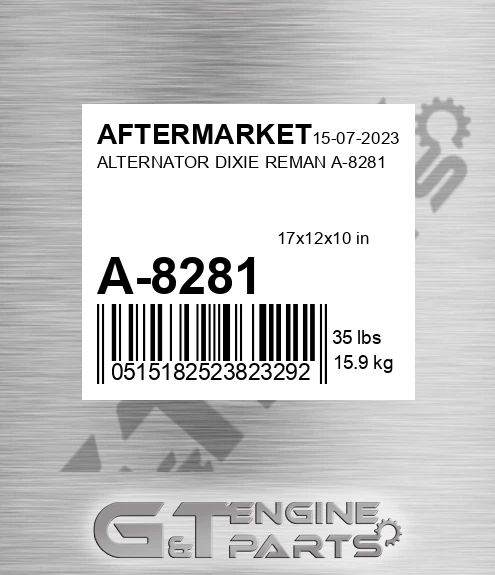 A-8281 Alternator Dixie Reman A-8281 for AFTERMARKET
