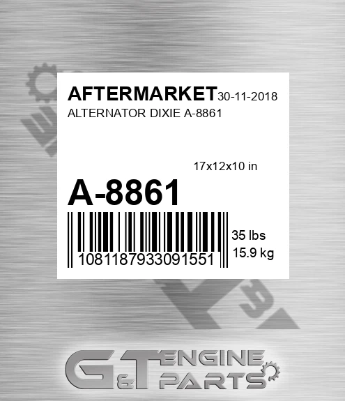 A-8861 Alternator Dixie A-8861 for AFTERMARKET