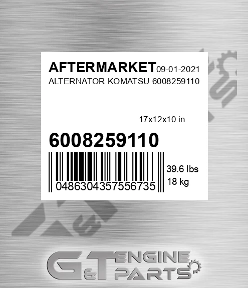 6008259110 Alternator Komatsu 6008259110 for AFTERMARKET