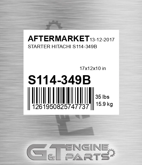 S114-349B Starter Hitachi S114-349b for AFTERMARKET