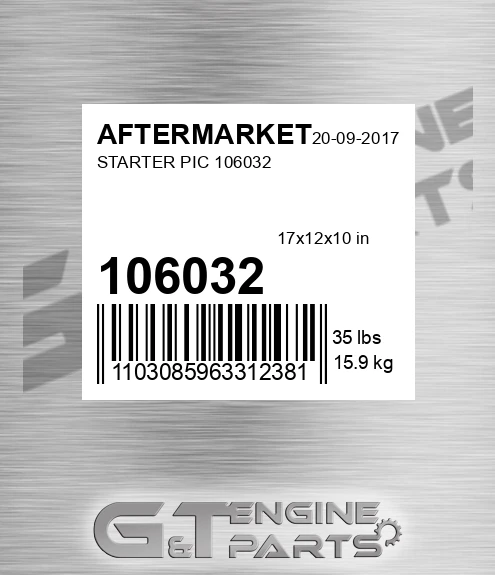 106032 Starter Pic 106032 for AFTERMARKET