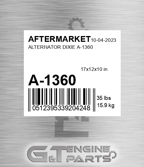 A-1360 Alternator Dixie A-1360 for AFTERMARKET