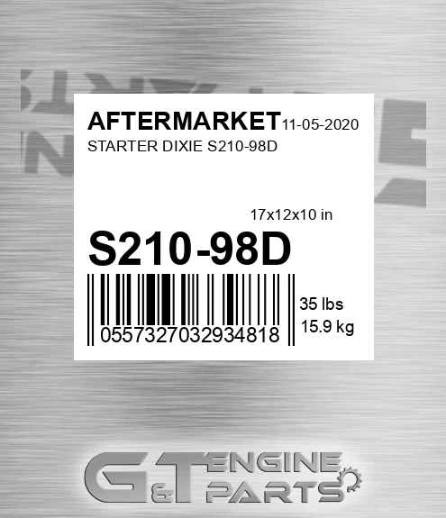 S210-98D Starter Dixie S210-98d for AFTERMARKET