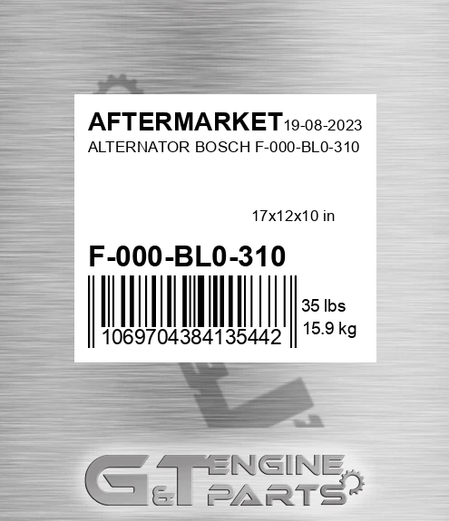 F-000-BL0-310 Alternator Bosch F-000-bl0-310 for AFTERMARKET
