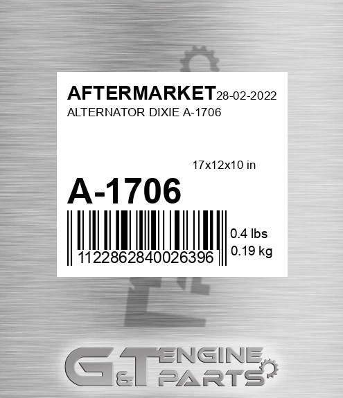 A-1706 Alternator Dixie A-1706 for AFTERMARKET