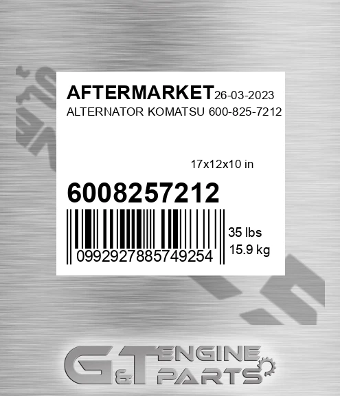 6008257212 Alternator Komatsu for AFTERMARKET