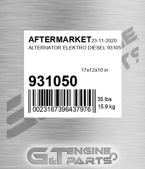 931050 Alternator Elektro Diesel for AFTERMARKET