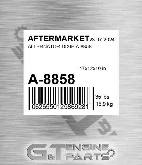 A-8858 Alternator Dixie A-8858 for AFTERMARKET