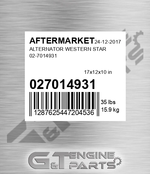 027014931 Alternator Western Star for AFTERMARKET