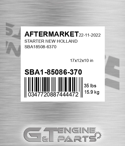 SBA1-85086-370 Starter New Holland Sba18508-6370 for AFTERMARKET
