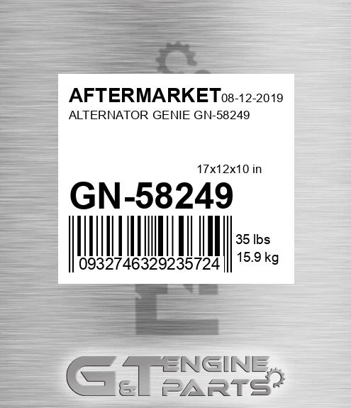 GN-58249 Alternator Genie Gn-58249 for AFTERMARKET